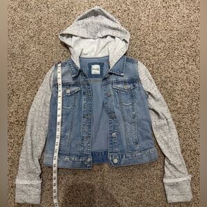 Mudd Blue Denim Jacket with Gray Hood